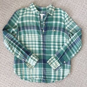 J Crew Plaid Popover Tunic Shirt